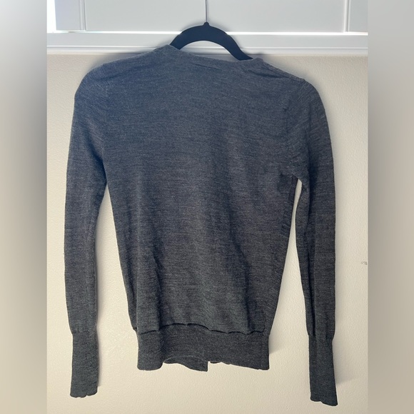 Ann Taylor LOFT Shirred V-Neck Cardigan, XXS, Grey - Picture 4 of 4